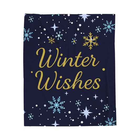 Winter Wishes Sherpa Blanket – Cozy Fleece Throw for Christmas & Winter Decor