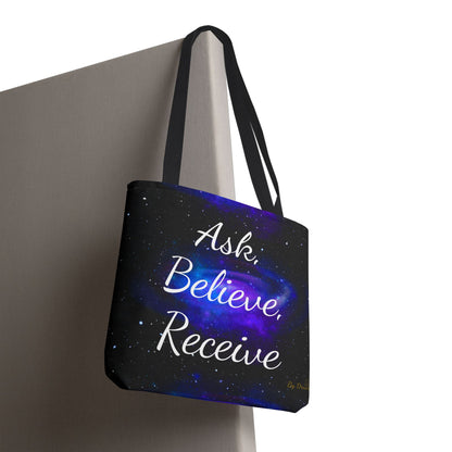 Ask Believe Receive Tote Bag – Manifestation Galaxy Shopper by Druvs