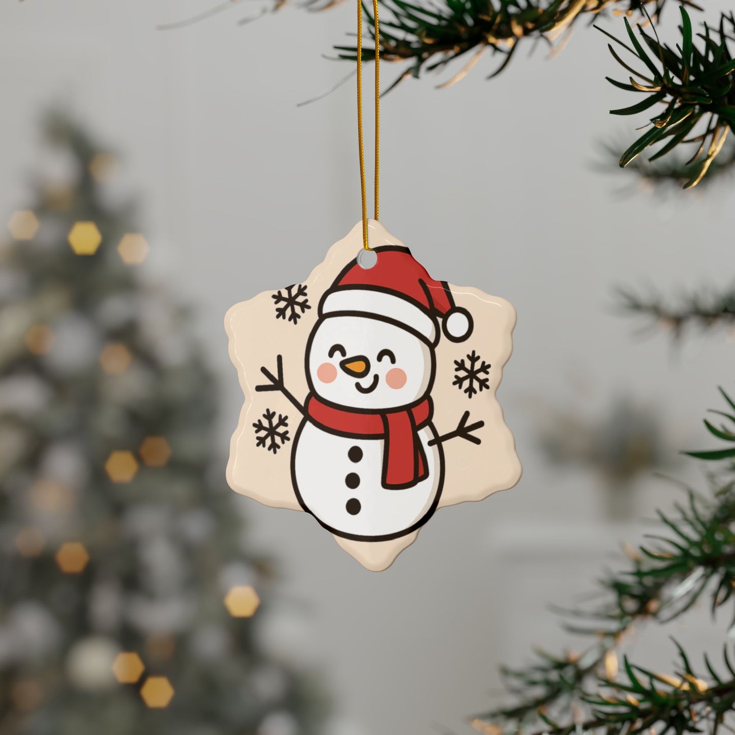 Smiling Snowman Ceramic Ornament – Cute Holiday Tree Décor for Kids & Families