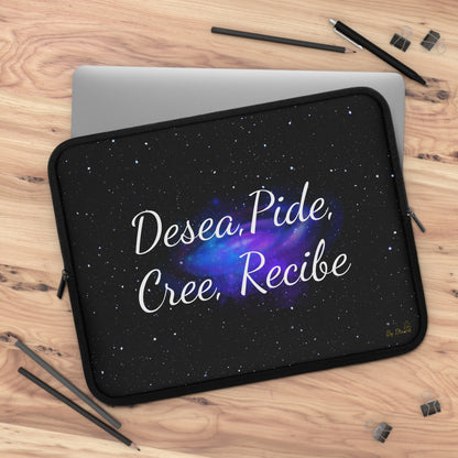 “Desea, Pide, Cree, Recibe” Laptop Sleeve – Galaxy Manifestation Case by Druvs (Multiple Sizes)