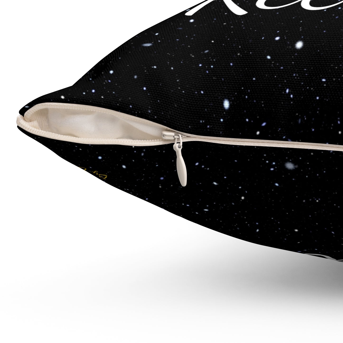"Ask, Believe, Receive" Galaxy Affirmation Cushion – Law of Attraction Decor by Druvs