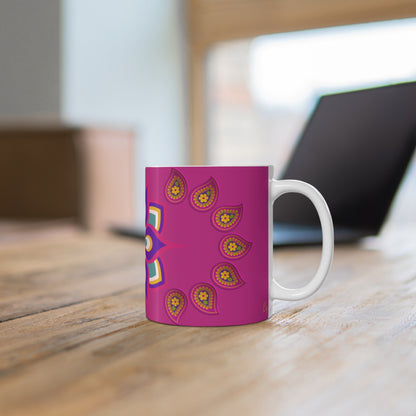 Rangoli Mug, Mandala Mug, Ethnic Mug, Diwali, Gift, Indian Mug