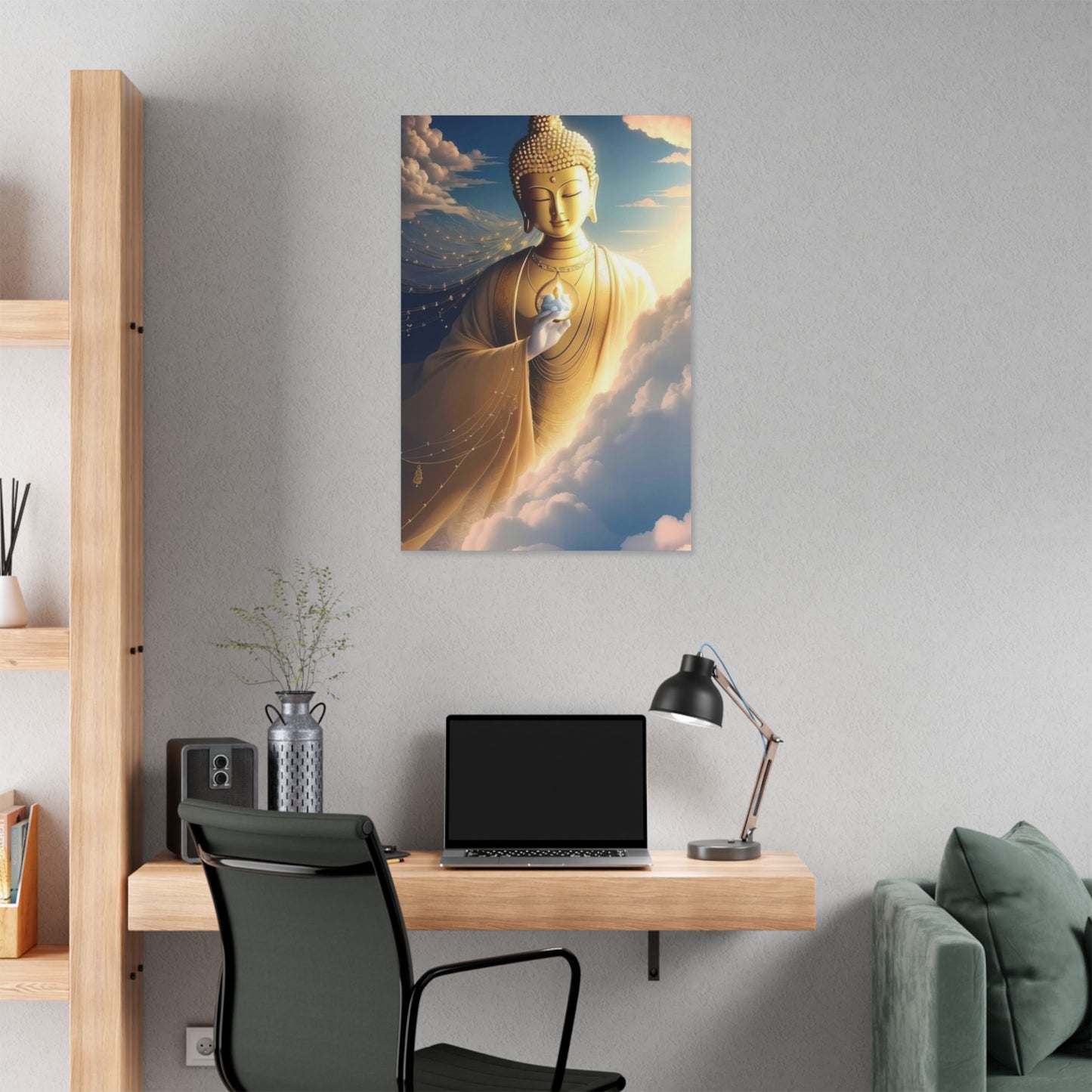 Golden Buddha Canvas – Enlightenment Wall Art for Sacred Spaces
