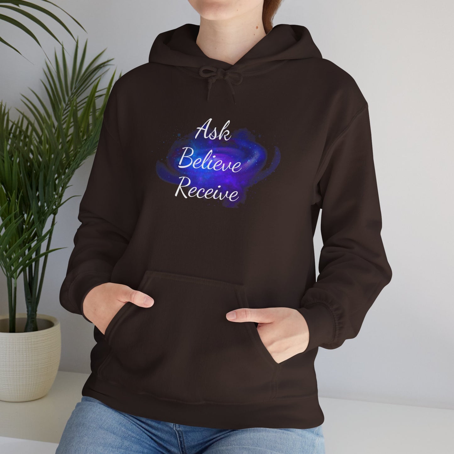 Ask Believe Receive Hoodie | Spiritual Manifestation Sweatshirt for Meditation & Mindfulness
