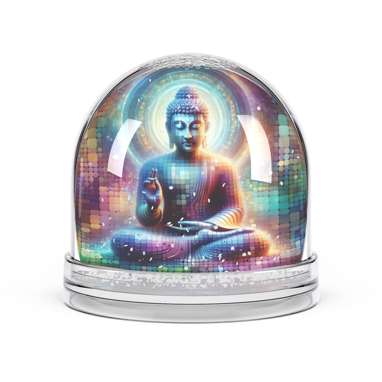 Buddha Enlightenment Snow Globe – Meditative Light Portal Decor