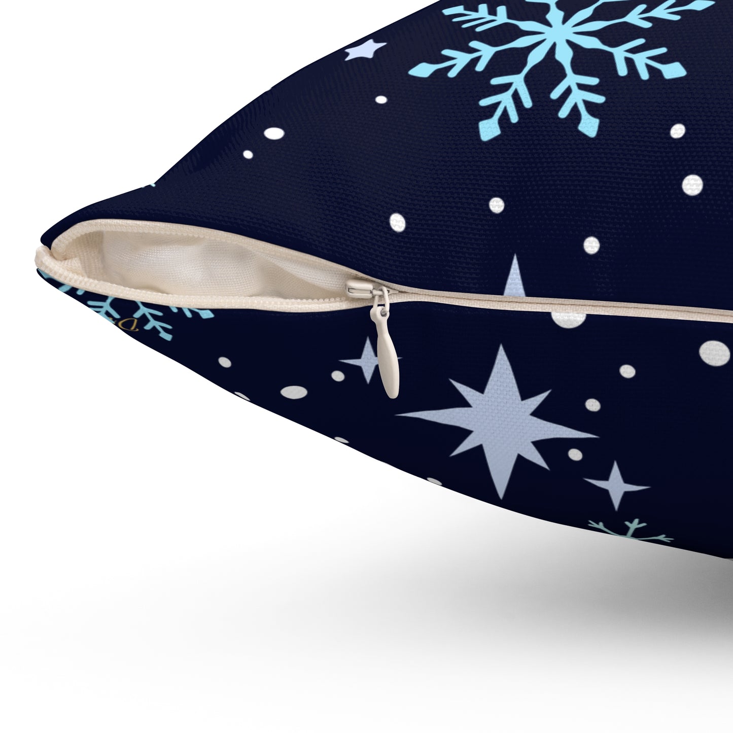 Winter Wishes Throw Pillow – Navy & Gold Christmas Cushion for Cozy Holiday Decor