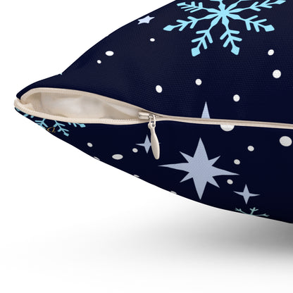 Winter Wishes Throw Pillow – Navy & Gold Christmas Cushion for Cozy Holiday Decor