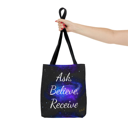 Ask Believe Receive Tote Bag – Manifestation Galaxy Shopper by Druvs