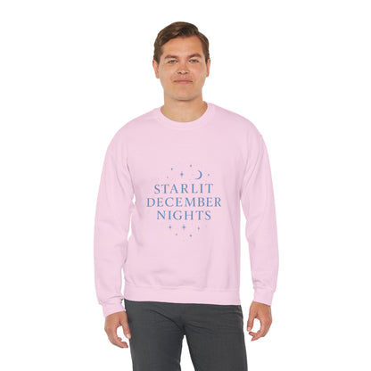 Starlit December Nights – Forest Green Winter Sweatshirt | Cozy Celestial Edition