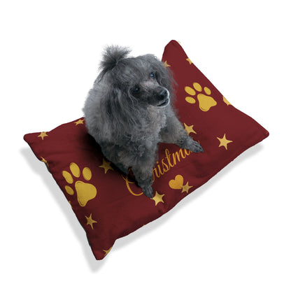 “Love is the Magic of Christmas” – Holiday Pet Bed | Red & Gold Festive Design for Dogs & Cats