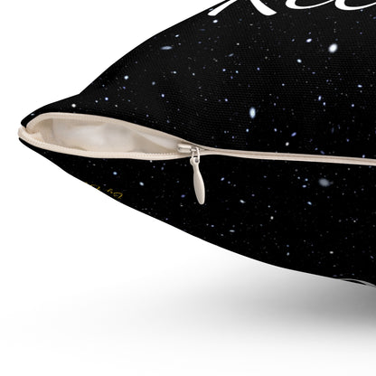"Ask, Believe, Receive" Galaxy Affirmation Cushion – Law of Attraction Decor by Druvs