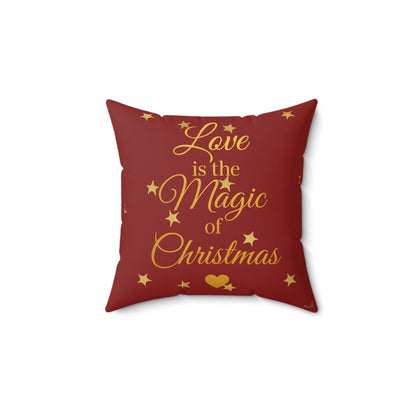 Love is the Magic of Christmas Cushion – Festive Red Throw Pillow
