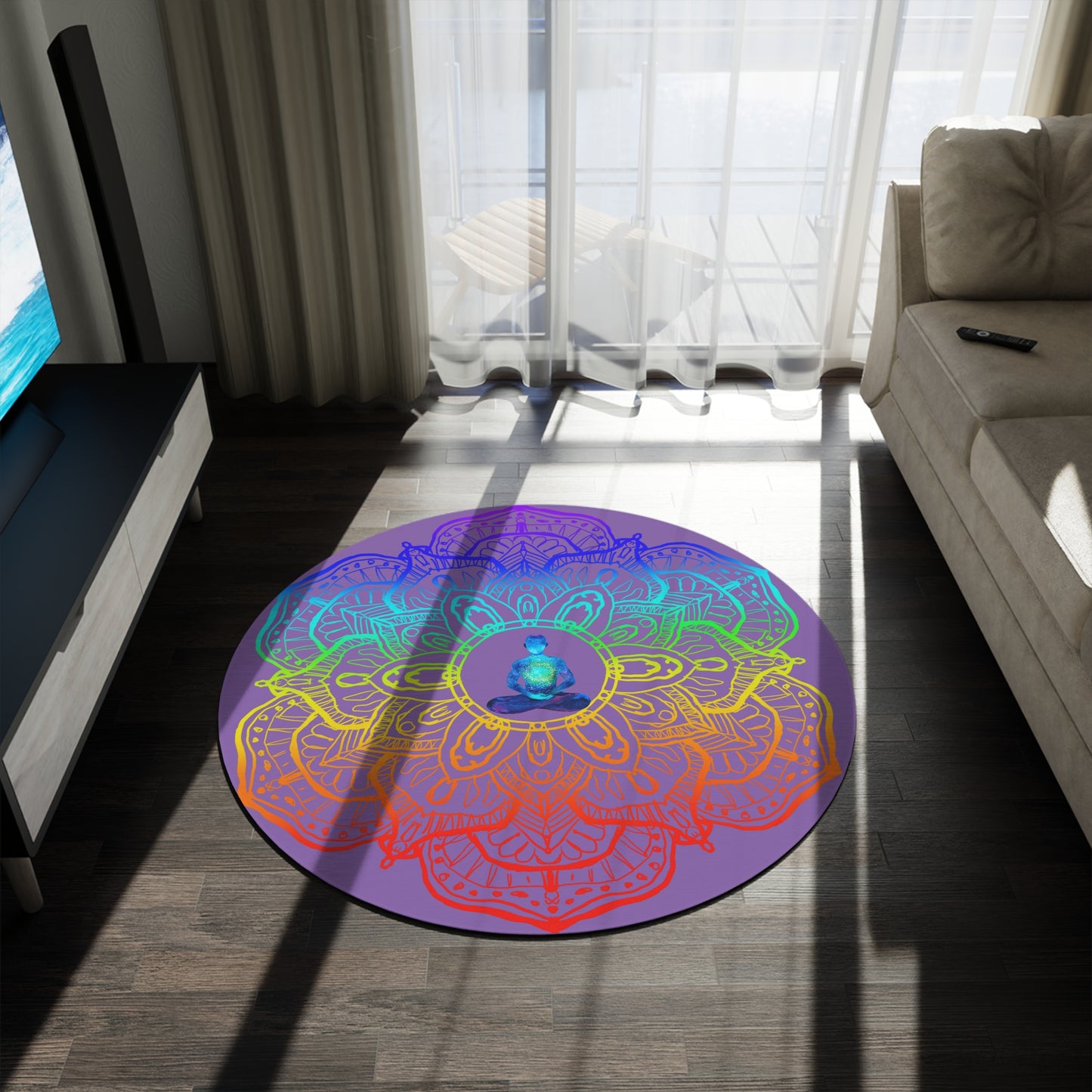 Chakra Meditation Round Rug, Gift, Positive Mindset, Home Decor, Holiday Season, Zen