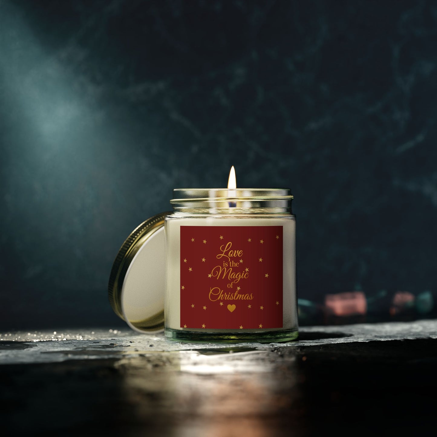 Love is the Magic of Christmas – Festive Red & Gold Scented Candle