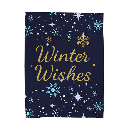 Winter Wishes Sherpa Blanket – Cozy Fleece Throw for Christmas & Winter Decor