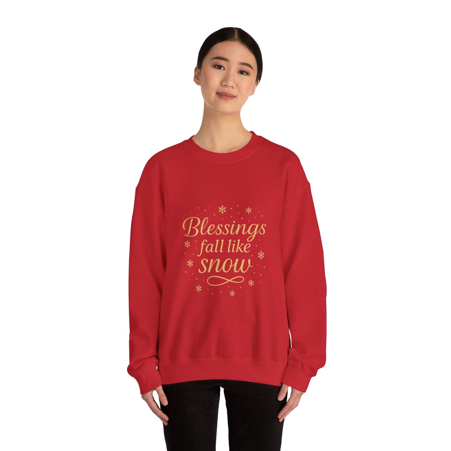 Blessings Fall Like Snow – Cozy Winter Affirmation Sweatshirt (Unisex)