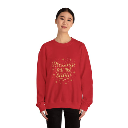 Blessings Fall Like Snow – Cozy Winter Affirmation Sweatshirt (Unisex)