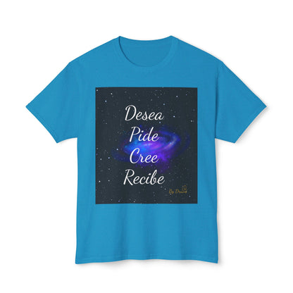 Camiseta Unisex de Algodón Desea, Pide, Cree, Recibe  - Ley de Atracción, Pensamiento Positivo, Ropa Diarias