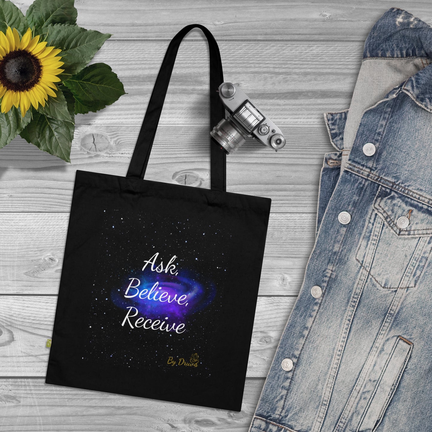 Organic Cotton Tote Bag - Ask Believe Receive, Law of Attraction