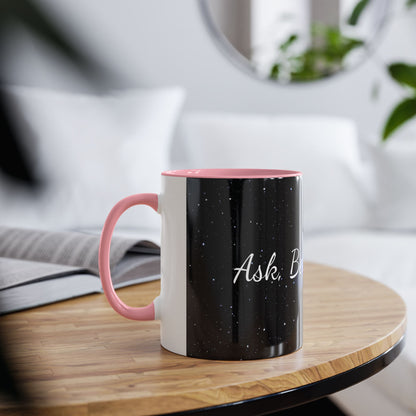 Elegant Coffee Mug Two Tone, Ask, Believe, Receive, Law of Attraction, Gift