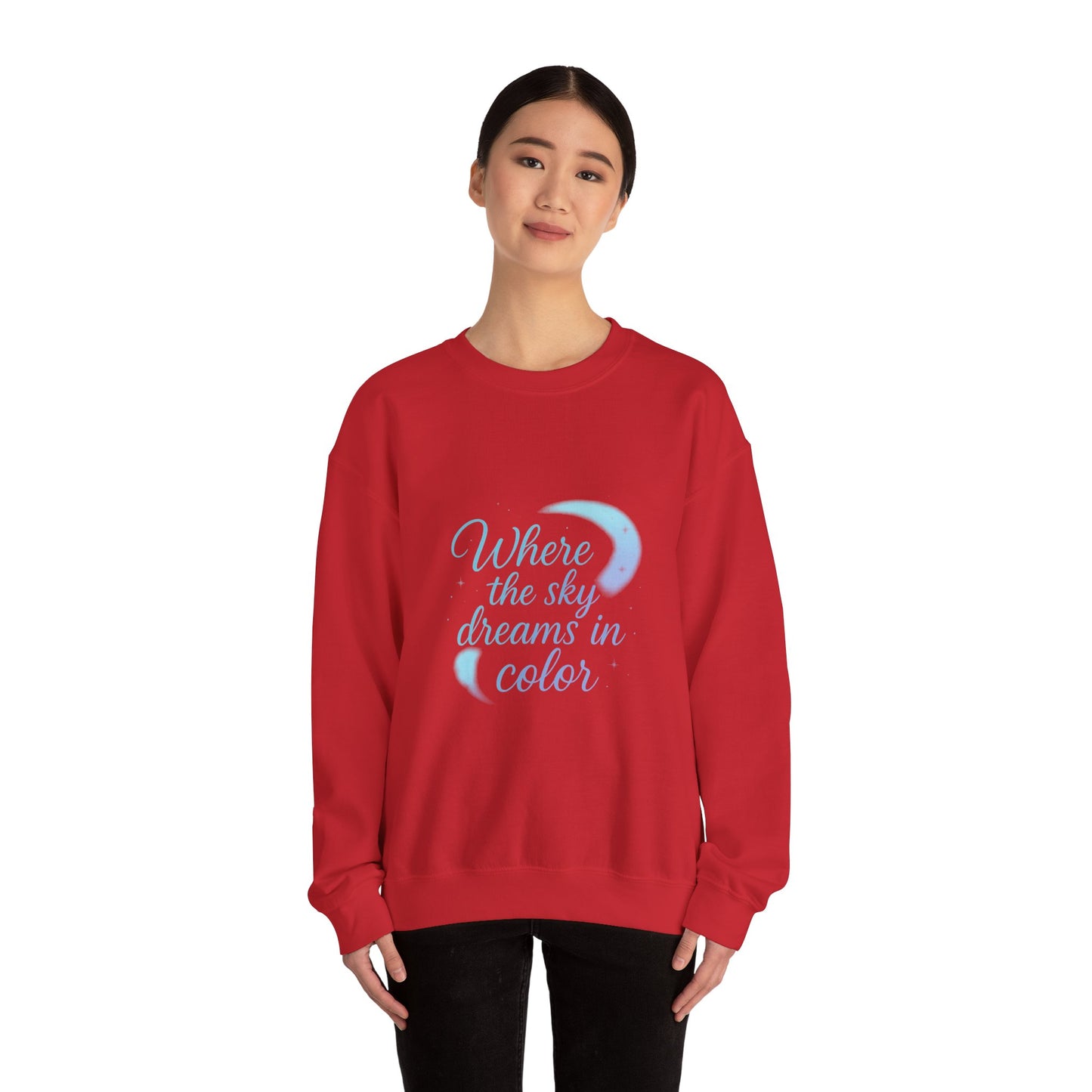 Where the Sky Dreams in Color – Celestial Moon Sweatshirt (Unisex, Multicolor Print)
