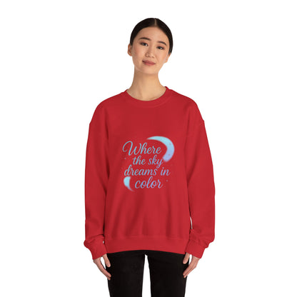 Where the Sky Dreams in Color – Celestial Moon Sweatshirt (Unisex, Multicolor Print)