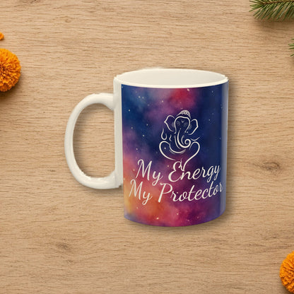 Ganesh Mug styled on a cozy wooden table