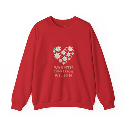 Warmth Comes From Within – Winter Affirmation Sweatshirt | Heart Snowflake Cozy Edition