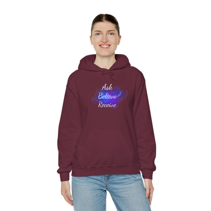 Ask Believe Receive Hoodie | Spiritual Manifestation Sweatshirt for Meditation & Mindfulness