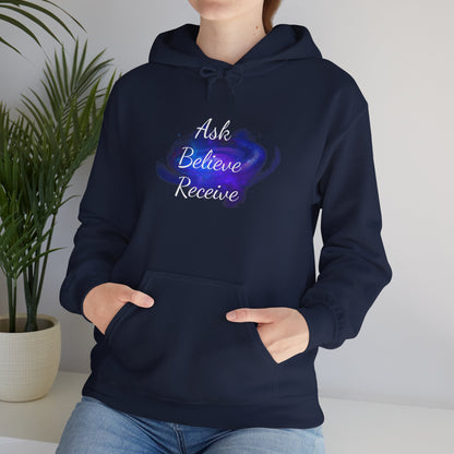 Ask Believe Receive Hoodie | Spiritual Manifestation Sweatshirt for Meditation & Mindfulness