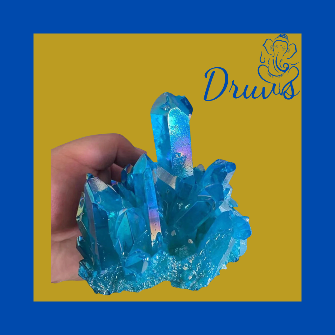 Blue aura quartz  Cluster