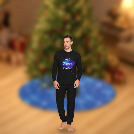 ask believe receive mens pajama set cosmic manifestation loungewear druvs