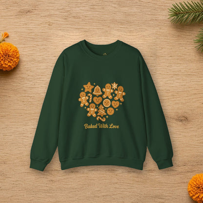 baked with love gingerbread holiday sweatshirt