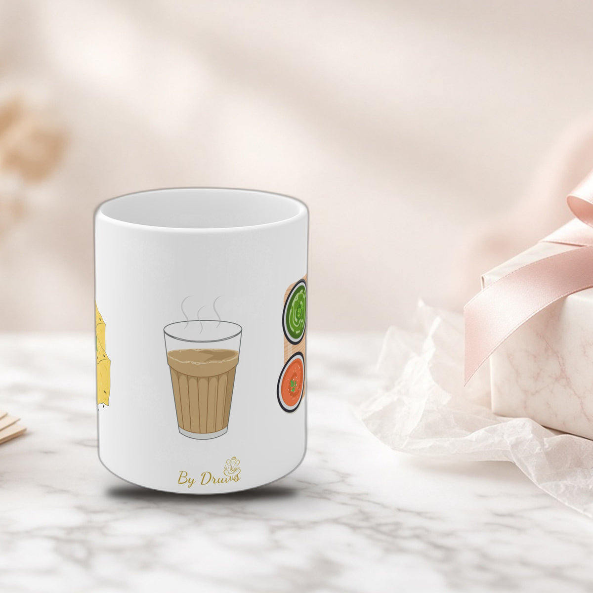 Funny Indian chai paratha dhokla mug as a wrapped gift