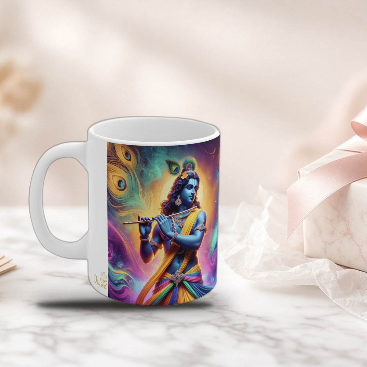 Krishna spiritual mug as a wrapped gift