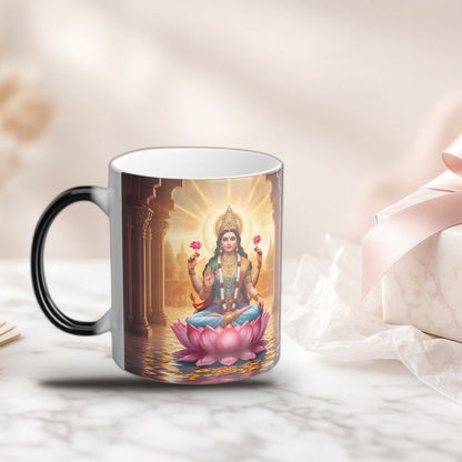 Goddess Lakshmi color-changing mug as a wrapped gift