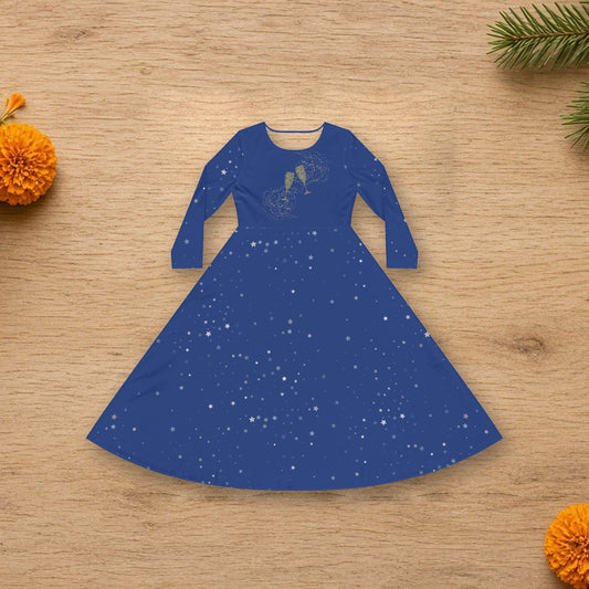 long sleeve dress with champagne glass and stars
