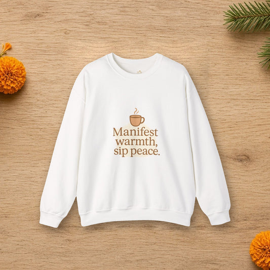 manifest warmth sip peace sweatshirt
