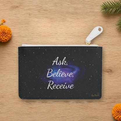 mini clutch bag with ask believe receive gift idea