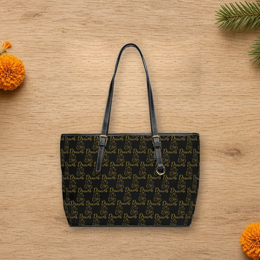 shoulder bag black leather with druvs monogram