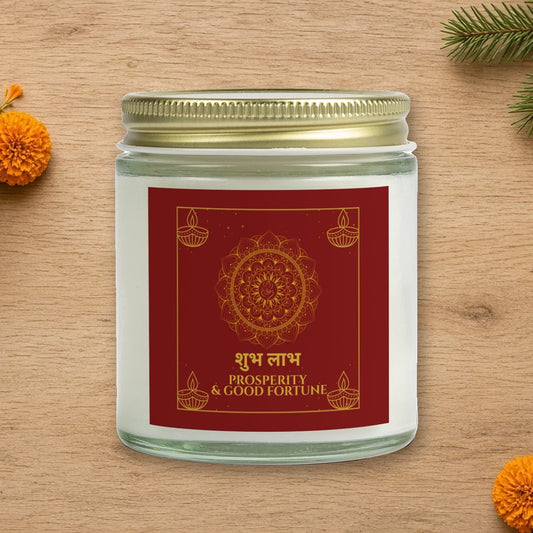shubh labh diwali soy candle red