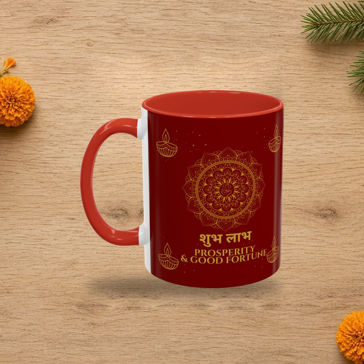 shubh labh prosperity diwali mug red