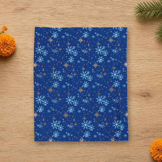 winter soft blanket star snowflake blue background pattern