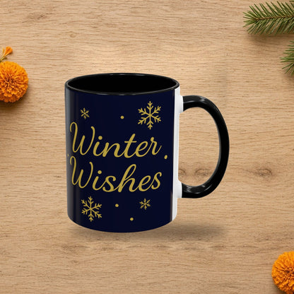 winter wishes mug festive black accent holiday cup for hot cocoa gifting